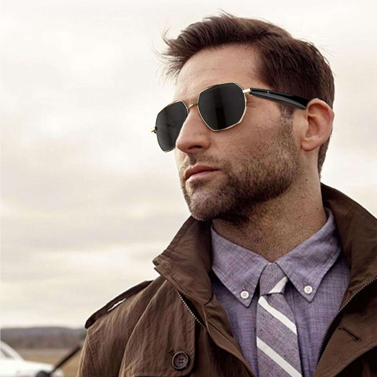 Bewinner Smart Glasses with AI Translation for Men Women, Bluetooth Music Glasses with Real Time Translator for 163 Languages,Video Call Sunglasses for Travel Sports