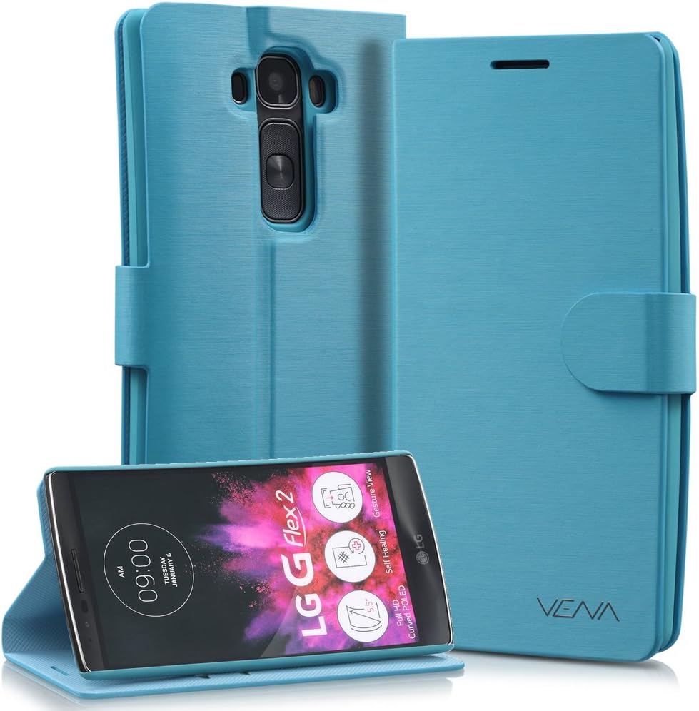 LG Flex 2 Wallet Case - VENA [vSuit] Draw Bench PU Leather Wallet Flip Cover with Stand and Card Slots for LG Flex 2 (Electric Blue)