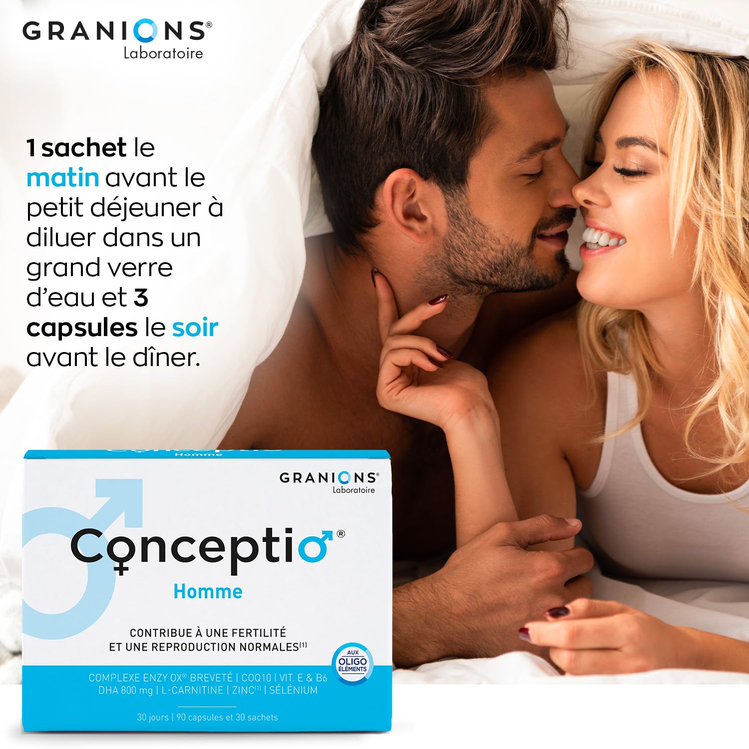 GRANIONS | Duo Conceptio Homme + Conceptio Femme | Contribue à la fertilité du couple | Vitamines, Acide Aminés, Acide Gras (Dha), Oligoéléments | Marque Française | Programme De 30 Jours