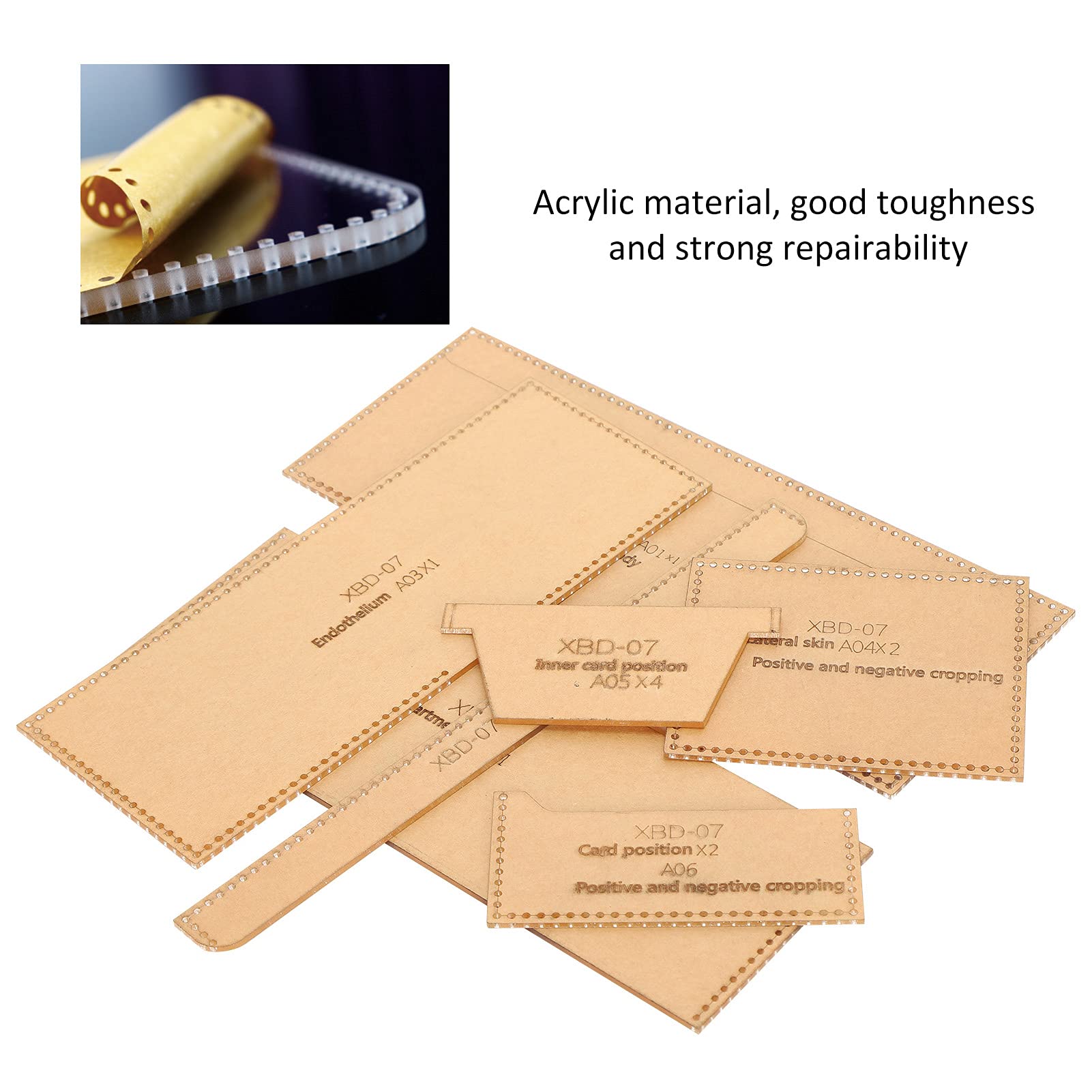 7Pcs Brieftaschen-Vorlage, Acryl-Brieftaschen-Vorlage, Kristall-Brieftaschenmuster Schablonen-Schablonenset Lederhandwerk DIY-Werkzeug Zum Lederschneiden Diy Crafts