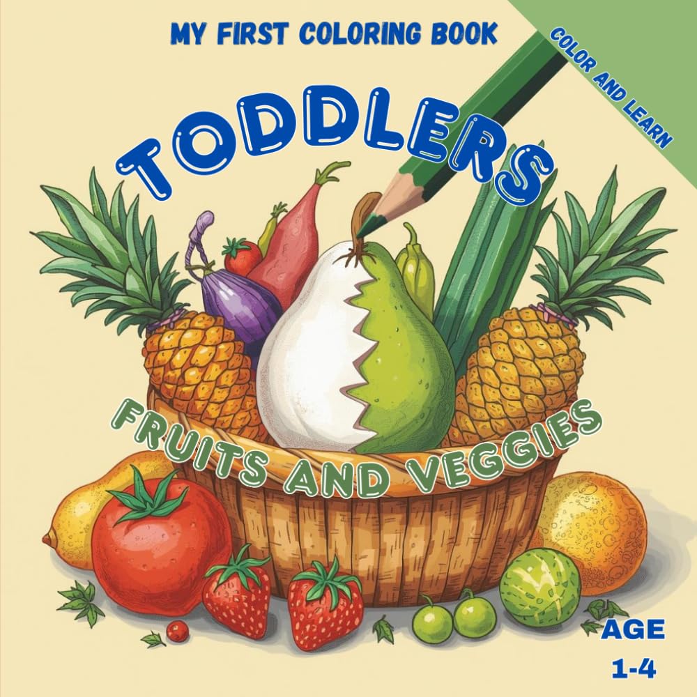 My First Colouring Book For Toddlers 1-4: Fruits & Vegetables: Educational and Easy: Early Learning of Colors, First Words & Healthy Eating