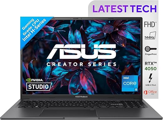 ASUS Vivobook 16X, 16″ FHD+, 144Hz 300nits, Intel Core i5-12500H 2.5 GHz, Creator/Gaming Laptop (16GB RAM/512GB SSD/RTX 4050/win 11/Office…
