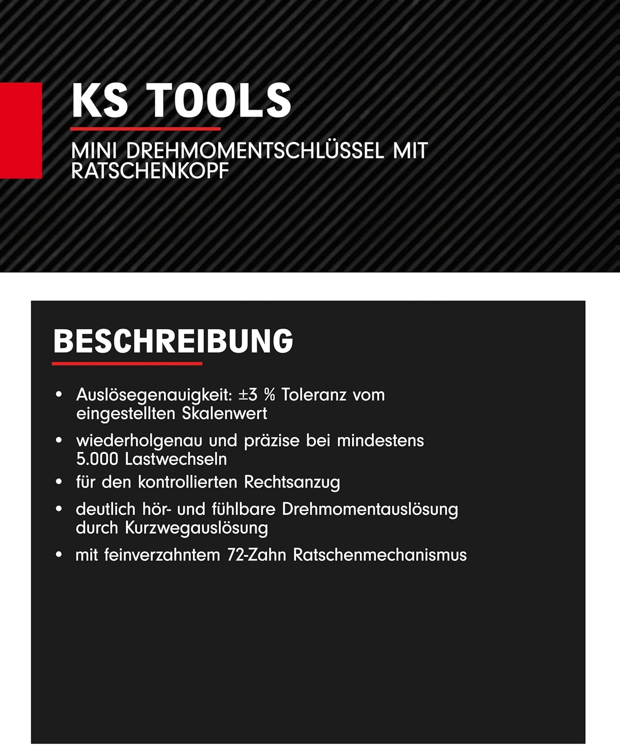 1/4" Stubby torque wrench, 3-15Nm