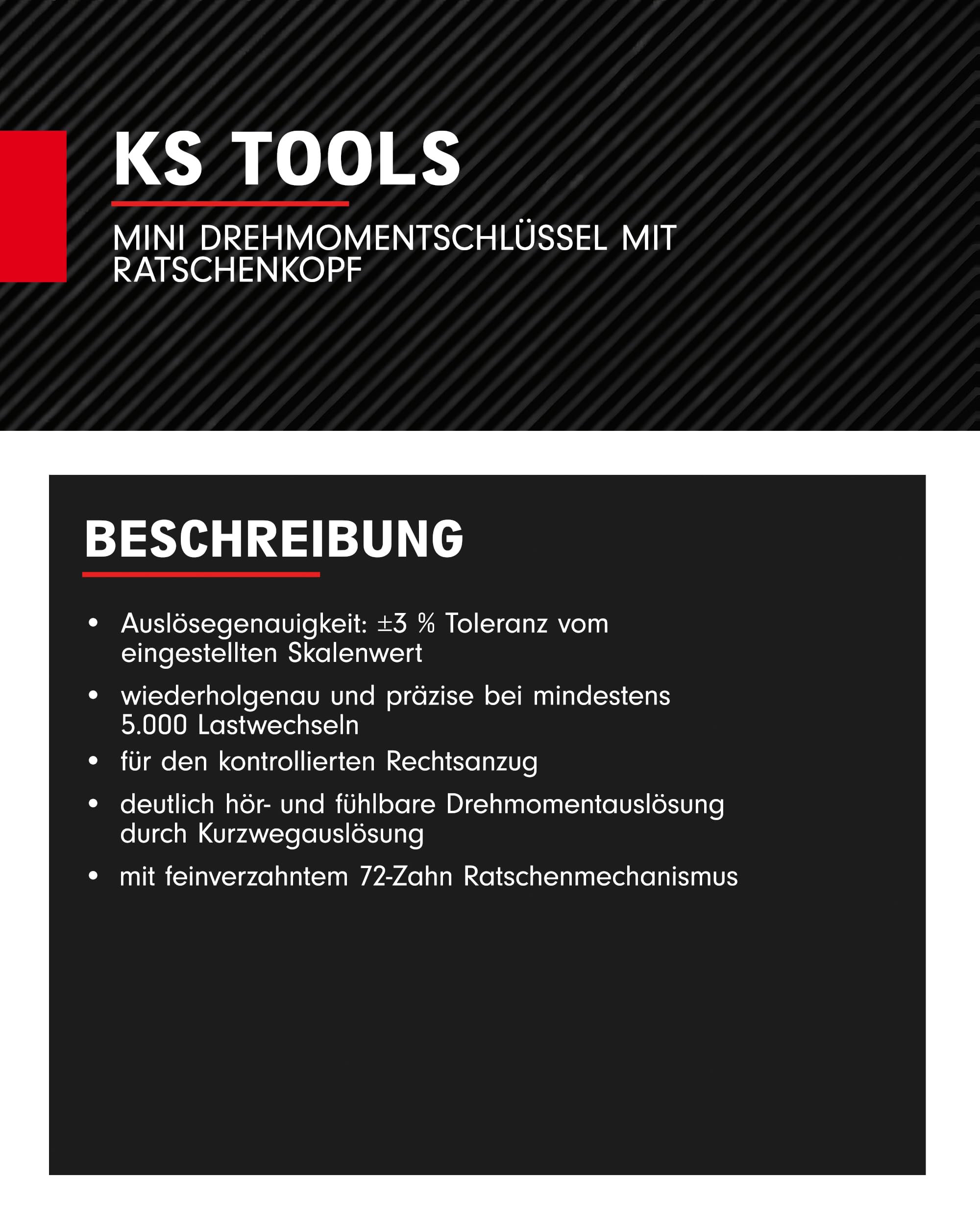 KS Tools 516.1522 - Llave Dinamométrica, Reversible, Con Cabeza Pulida, 60 Dientes (5-50 Nm, 3/8