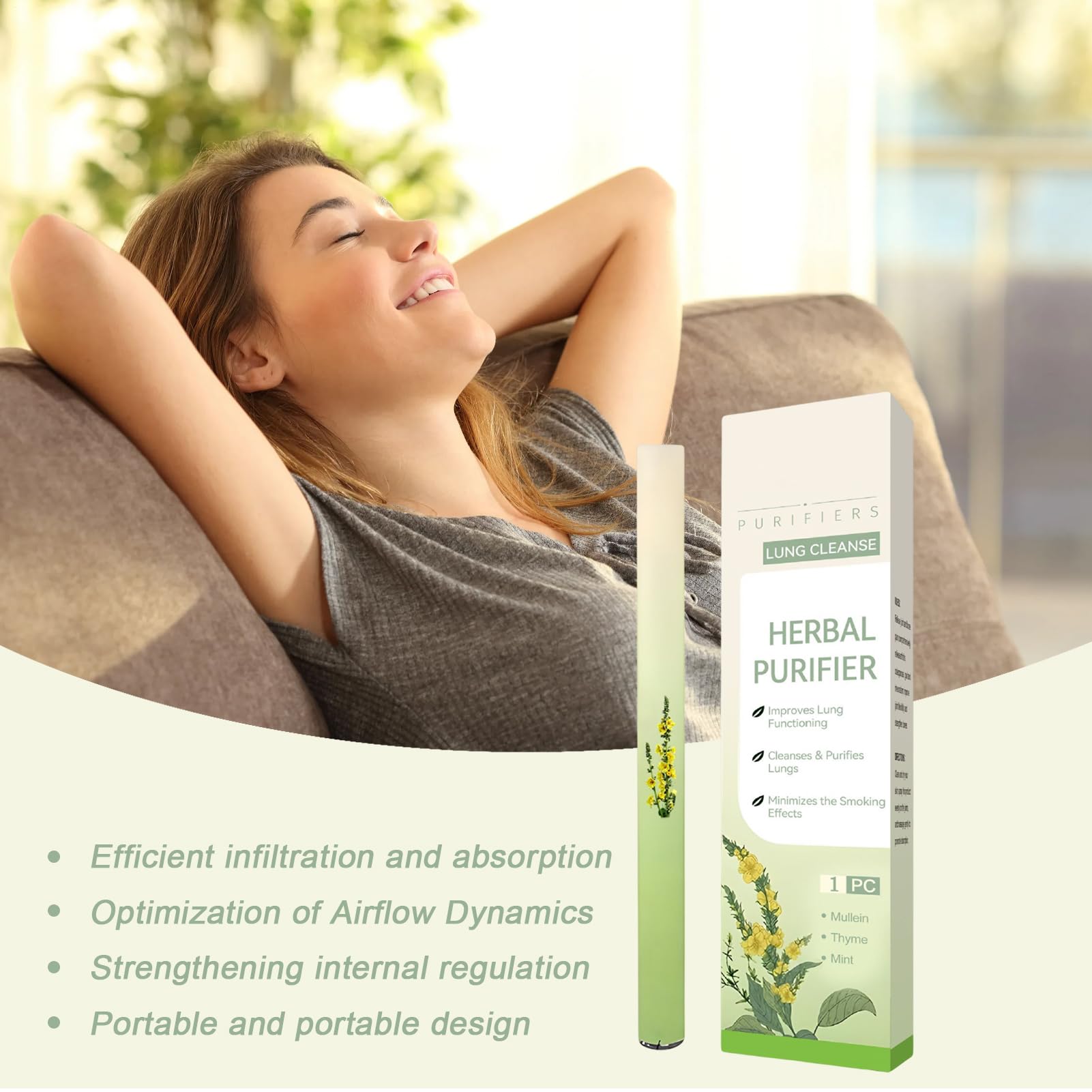 2 Purificatori Polmonari a base di Verbasco, Diffusori a Penna a Bases di Erbe Migliorati per Alleviare lo Stress, Inalatori Naturali per Respirare Meglio, Diffusore a Base di Verbasco Botanico