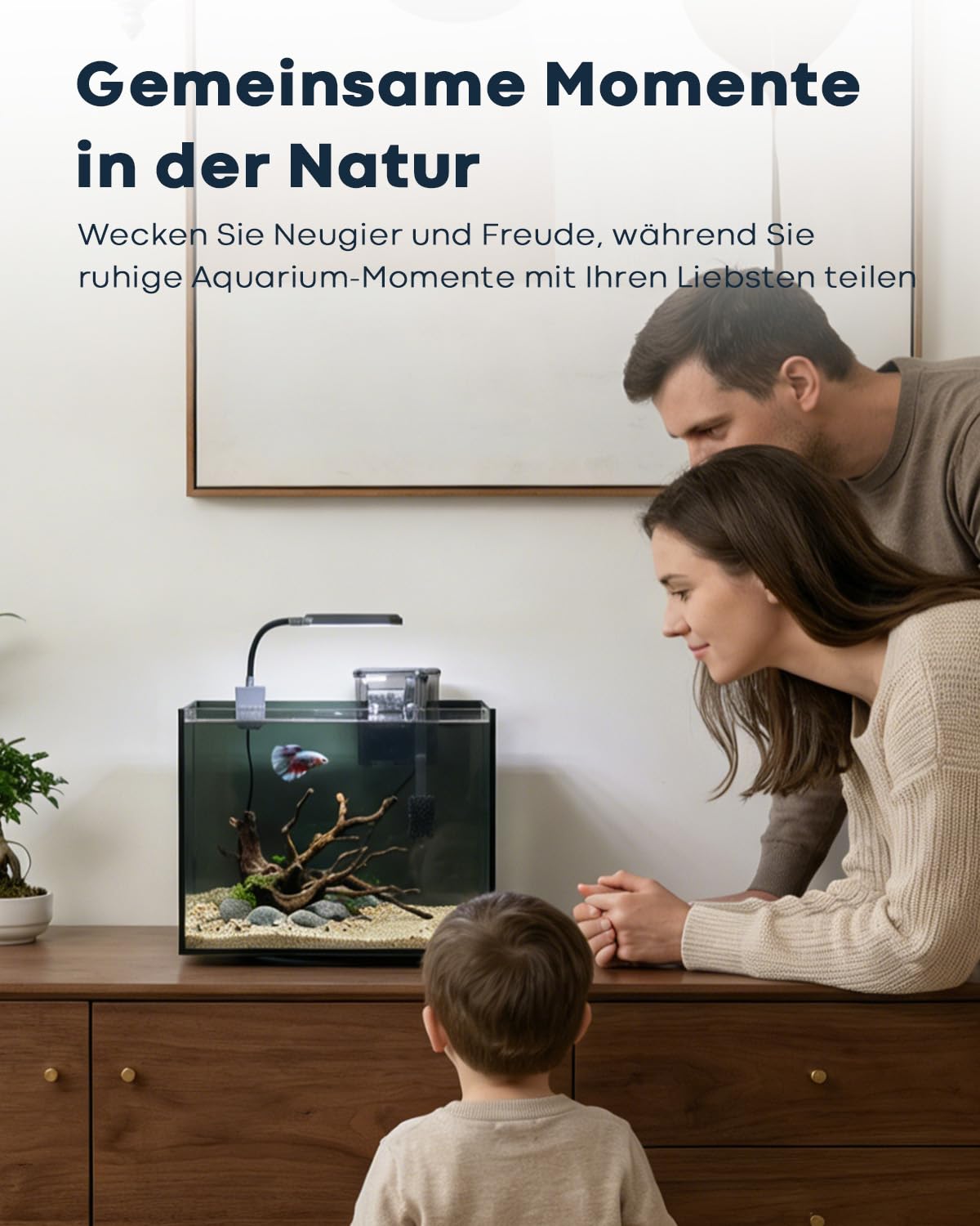 Aquarium Desktop-Set 10L Kleines Fischbecken 30x15x22, Ultra-Klares Glas mit Selbstreinigungsfilter, Helles Licht, Heizung, Steine,Kies, Reinigungswerkzeug, Randloses Fischglas für Anfänger Starterkit