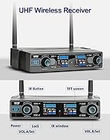 Vista 3 de Sistema de Micrófono Inalámbrico de Doble Canal con Dos Transmisores de Cuerpo, Dos Micrófonos de Auriculares y Dos Micrófonos Lavalier para En Vivo