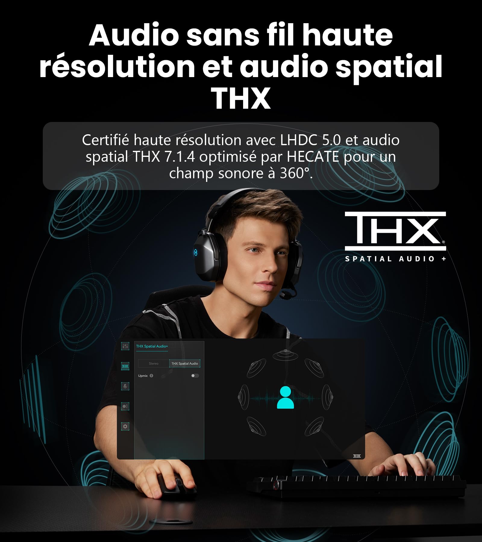 Edifier G5 Max Casque Gaming sans Fil THX Spatial Audio, Gris Sidéral | Driver Pen 53mm – Autonomie 305h, Audio HD sans Fil/Filaire, 2,4GHz/Bluetooth 6.0/Filaire, Micro détachable，4 Modes