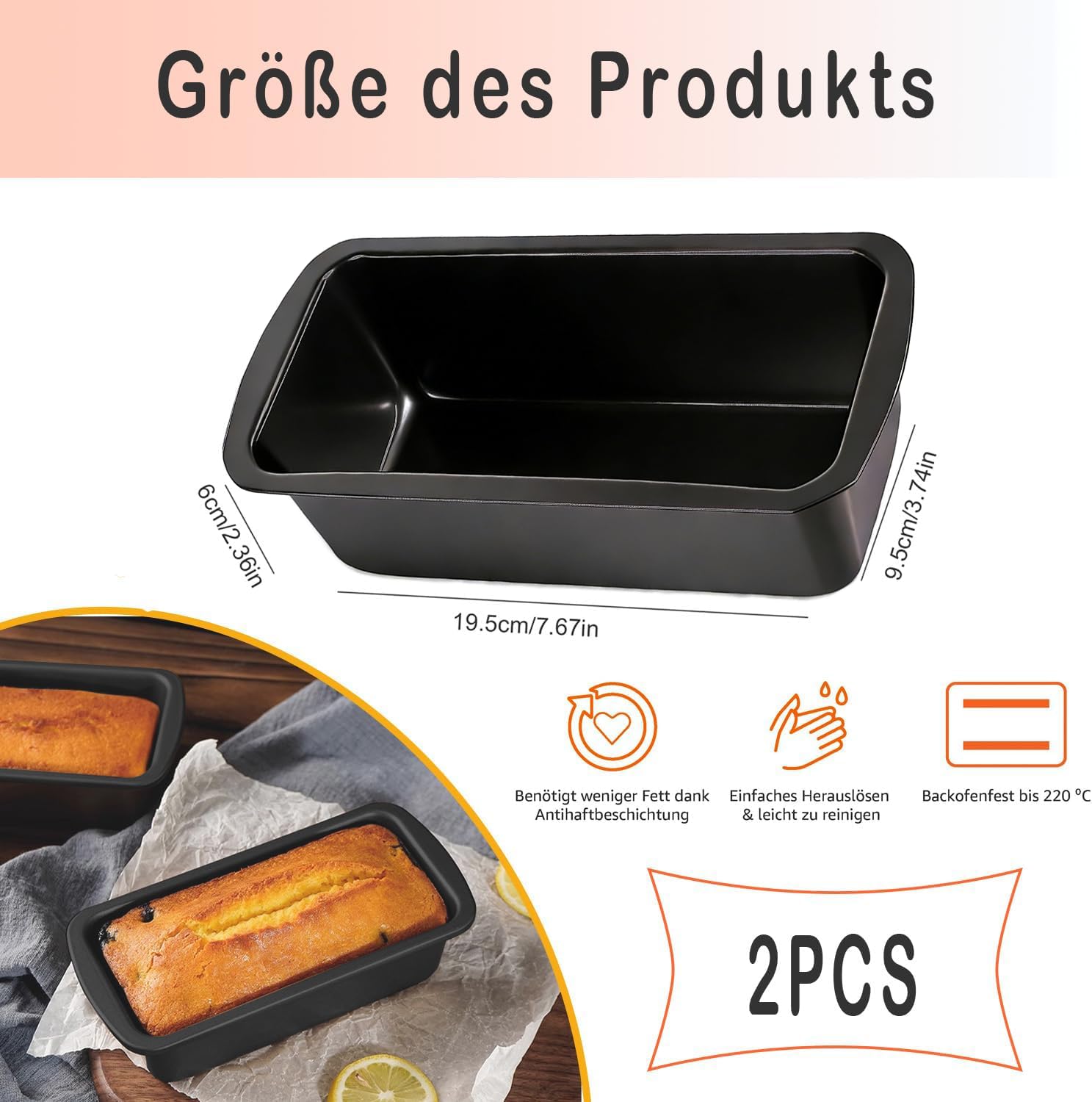 TULEBOLIAN 2 Pièces Moule à Pain Antiadhésif 19.5x9.5x6cm - Compatible Ninja Dual 400