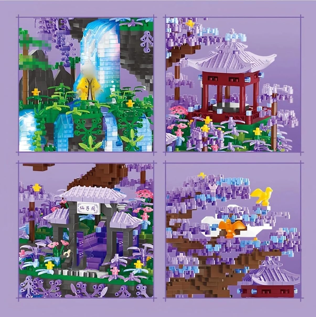 TRavesty Chinesische Architektur Bausteine Bausatz, 4574 Teile The Moon Palace Pavilion Baustein Set, Architektur Pfirsichblüten Teich Modular Haus Bauklötze Geschenk für Erwachsene