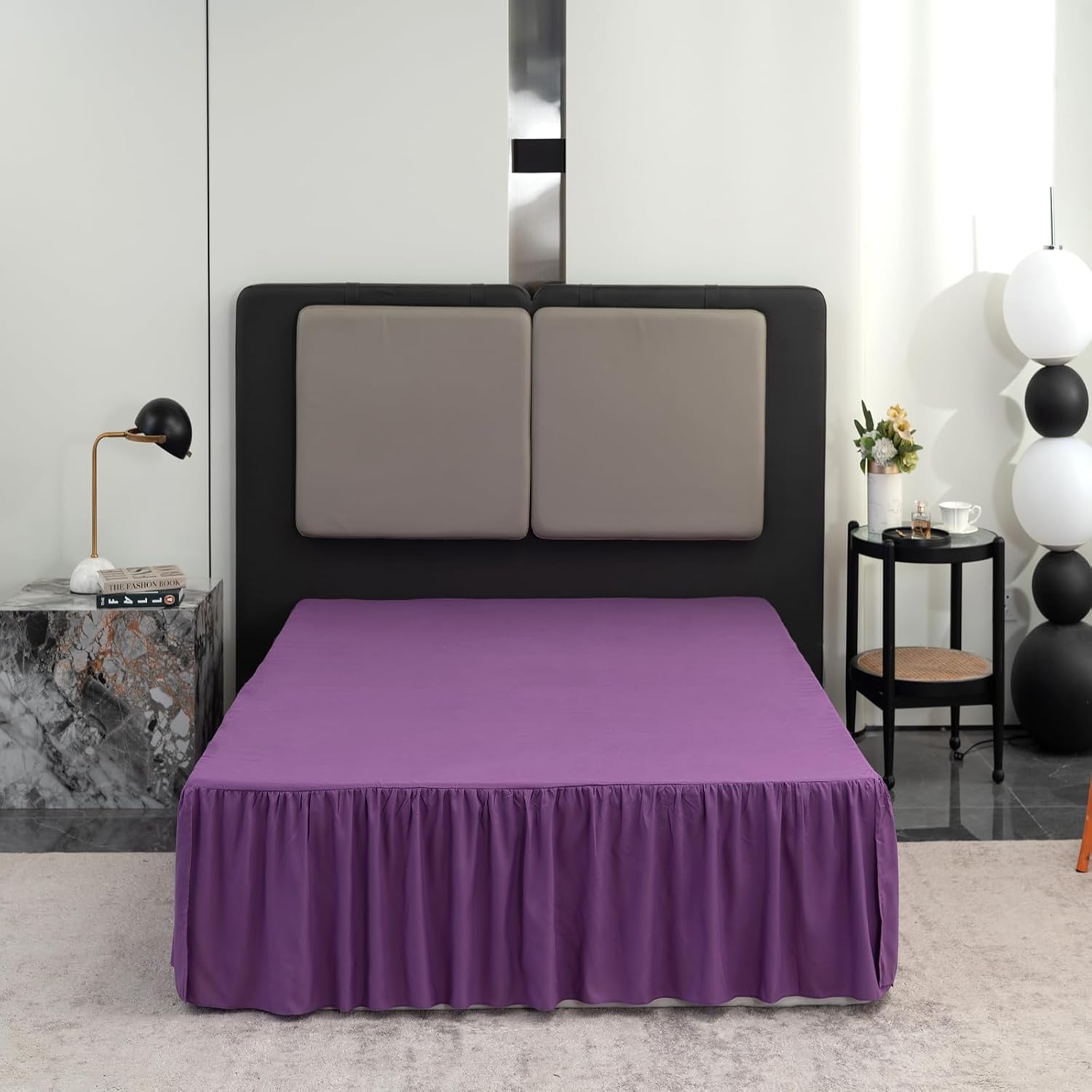 Ruffled Bed Skirt, Split Corners, 14 Inch Drop, Full Size, Grape