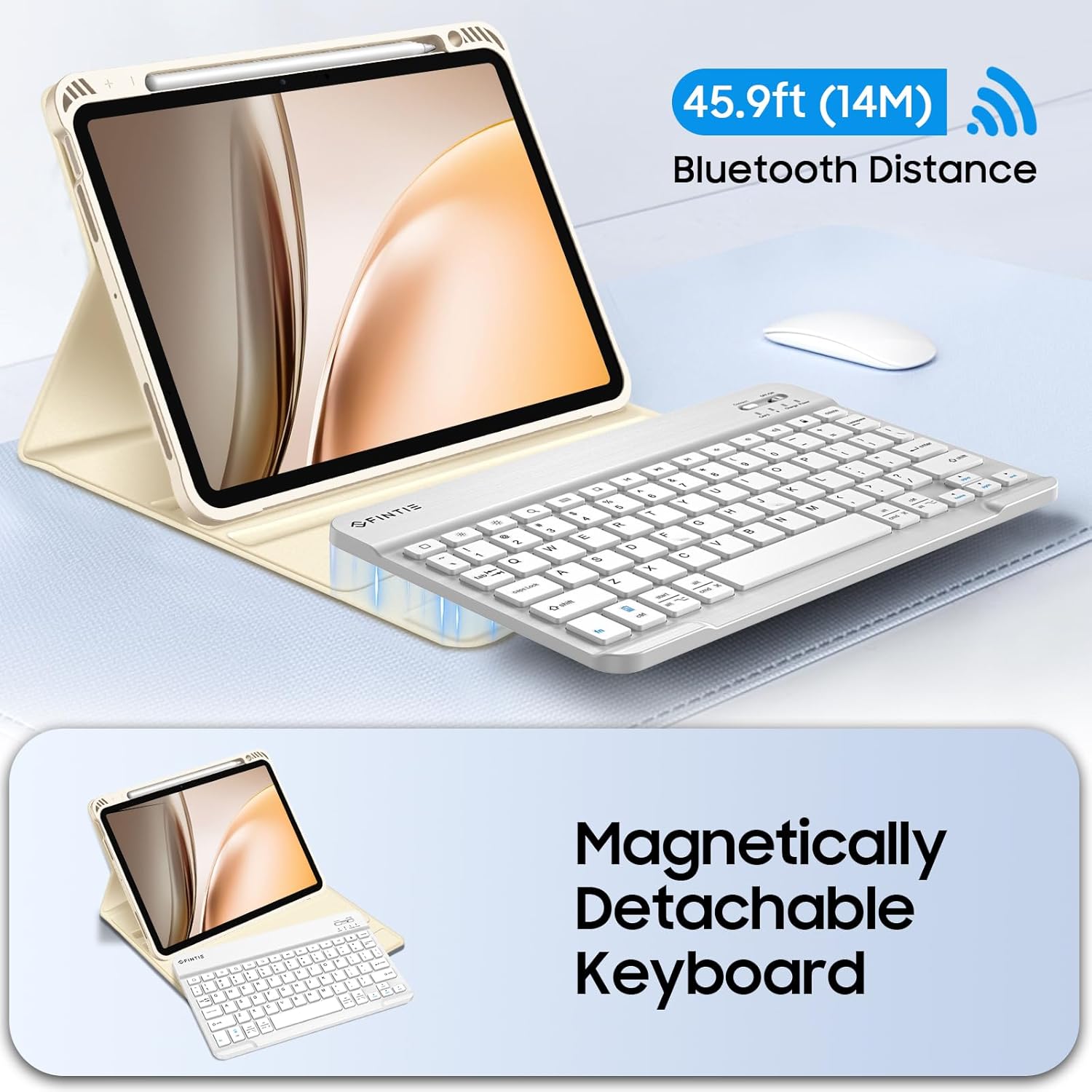 FINTIE Keyboard Case for iPad Air 11-inch M3 (2025) / M2 (2024), iPad Air 5th (2022) / 4th Generation 10.9 Inch - Soft TPU Cover w/Magnetically Detachable Bluetooth Keyboard, Starlight - Image 7