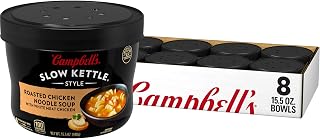 Campbell's Slow Kettle Roasted Chicken Noodle Soup with White Meat Chicken, 15.5 oz Tubs (Pack of 8) - Antibiotic-Free, Slow-Simmered