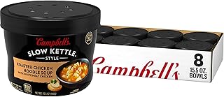 Campbell's Slow Kettle Style Roasted Chicken Noodle Soup with White Meat Chicken, 15.5 oz. Tub (Pack of 8)