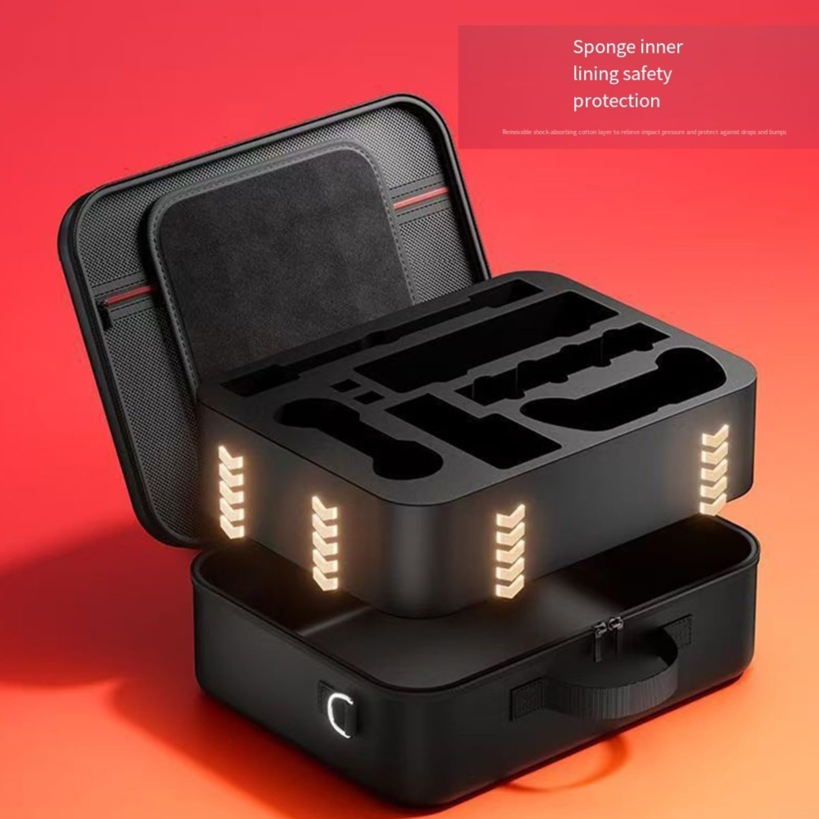 Custodia per Nintendo Switch 2, robusta custodia in EVA + PU con molto spazio, custodia impermeabile per console e accessori, compatta e leggera, nera (doppio manico)