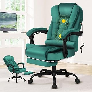 ALFORDSON Massage Office Chair Ergonomic Massage Manager Armchair PC Chair | Height-adjustable desk chair 150° tilt, ergonomic 360° swivel chair, computer swivel chair, load capacity 180 kg, velvet
