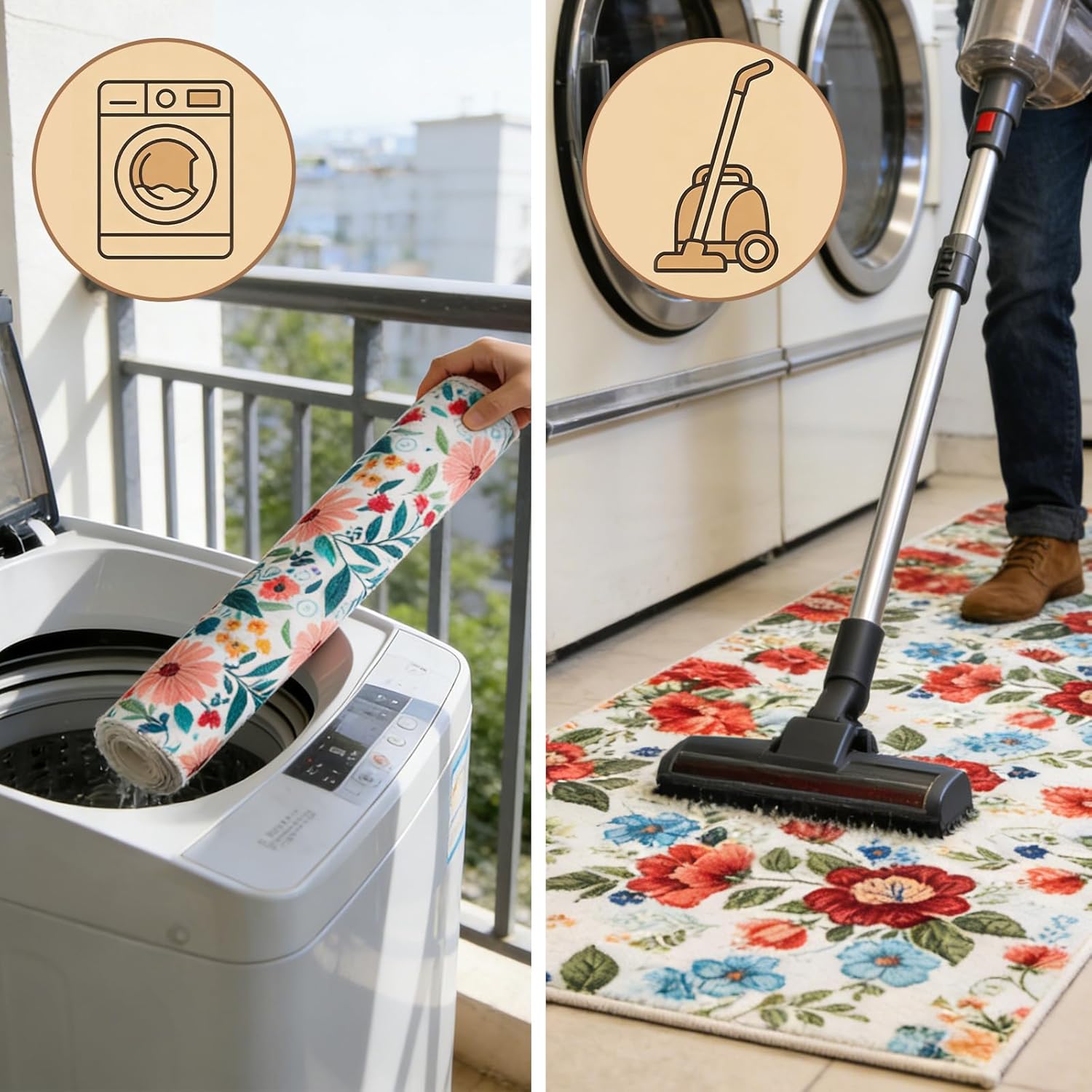 Kitchen Mats for Floor 3 Piece Set, Non Slip Washable Kitchen Rugs and Mats,Absorbent Soft Runner Rugs with TPR Backing,Pioneer Woman Farmhouse Style Floral Decor (20"x32"+20"x47"+20"x59") (Flower2)