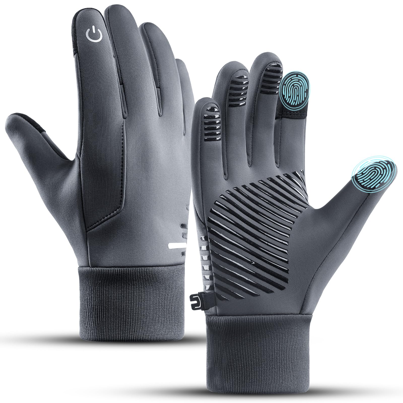 HUAME Winter Warm Gloves Men Women, Windproof Waterproof Thermal with Touchscreen Fingers & Anti-Slip Palm for Cool Weather Running Cycling Driving