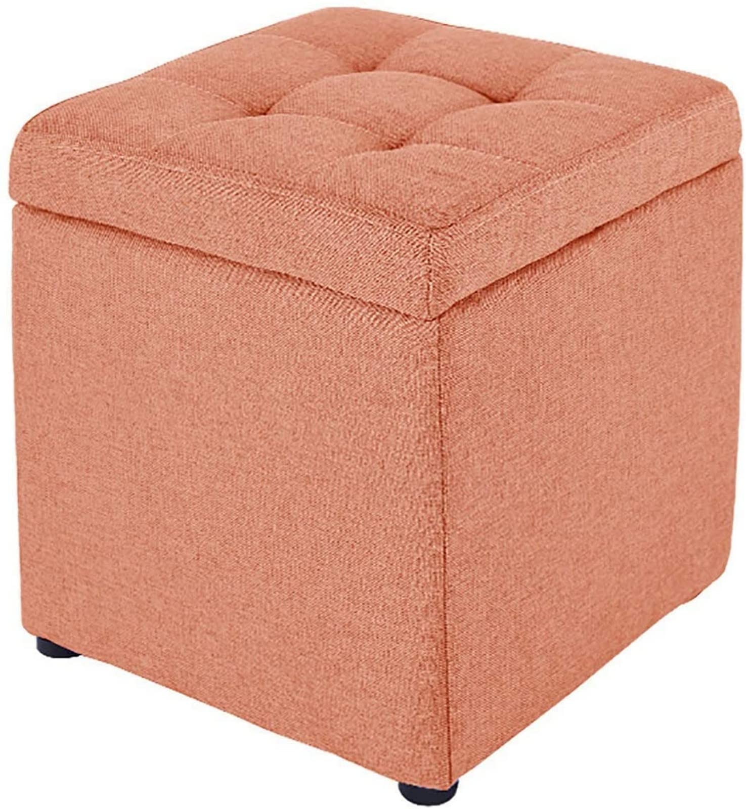 Repose-pieds ottoman pliable orange 30x30x35cm avec pieds en bois stable