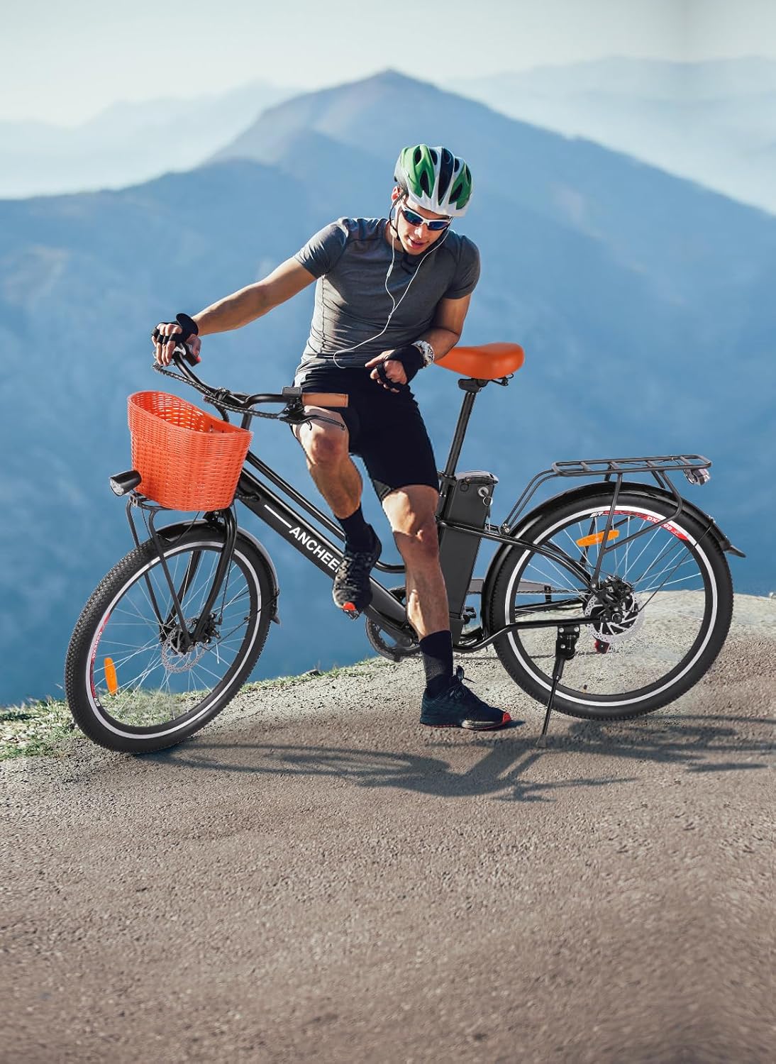 ANCHEER 48V-7.8Ah Battery installed on an electric bicycle