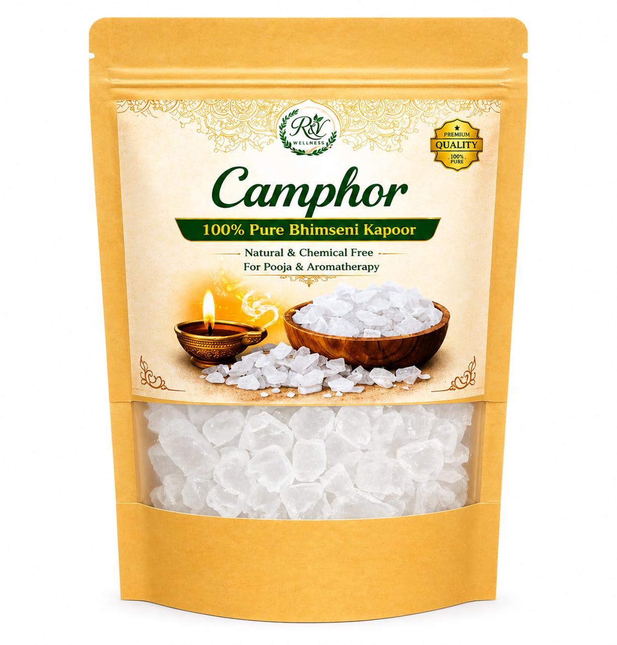 Bhimseni Camphor 100g (Original Solid Kapoor) | 100% Pure & Organic Camphor for Puja, Havan, Aromatherapy, Diffusers & Air Purification | Strong Sweet Fragrance | Natural Air Freshener-image-7