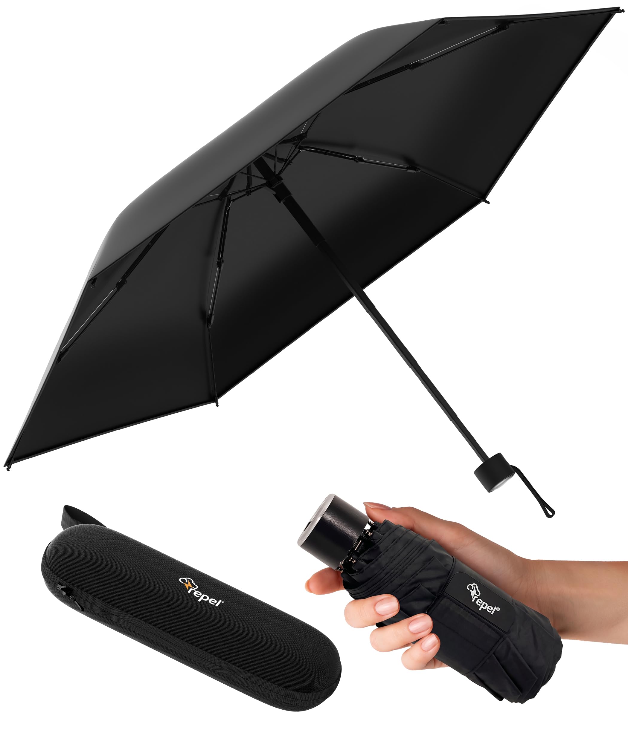 Repel Mini Travel Umbrella for Rain - Ultra Compact Size, Yellow