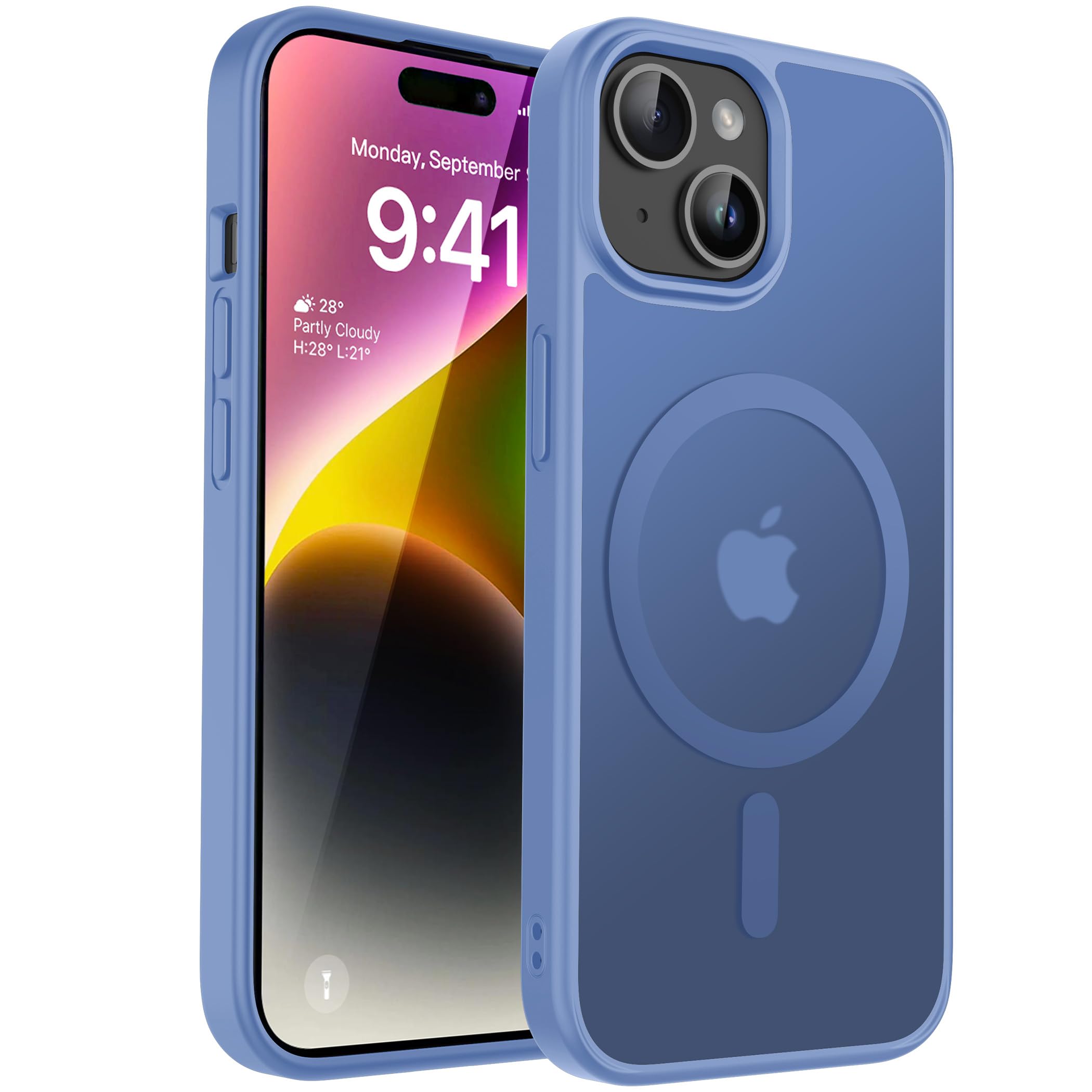 CACOE Magnetic Case for iPhone 13 & iPhone 14 6.1 inch-Compatible with MagSafe & Magnetic Car Phone Mount,Not Yellowing Anti-Scratch (Light Blue)