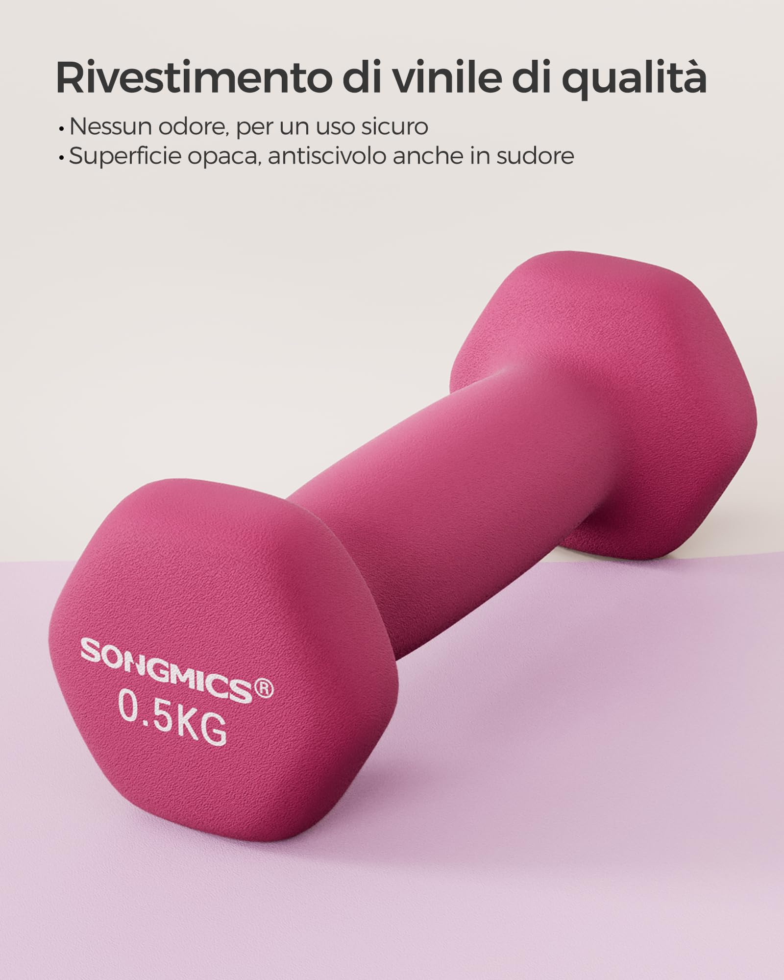 SONGMICS Set di 2 manubri, manubri corti, esagonali, rivestimento in neoprene, allenamento della forza, allenamento, fitness, per la casa