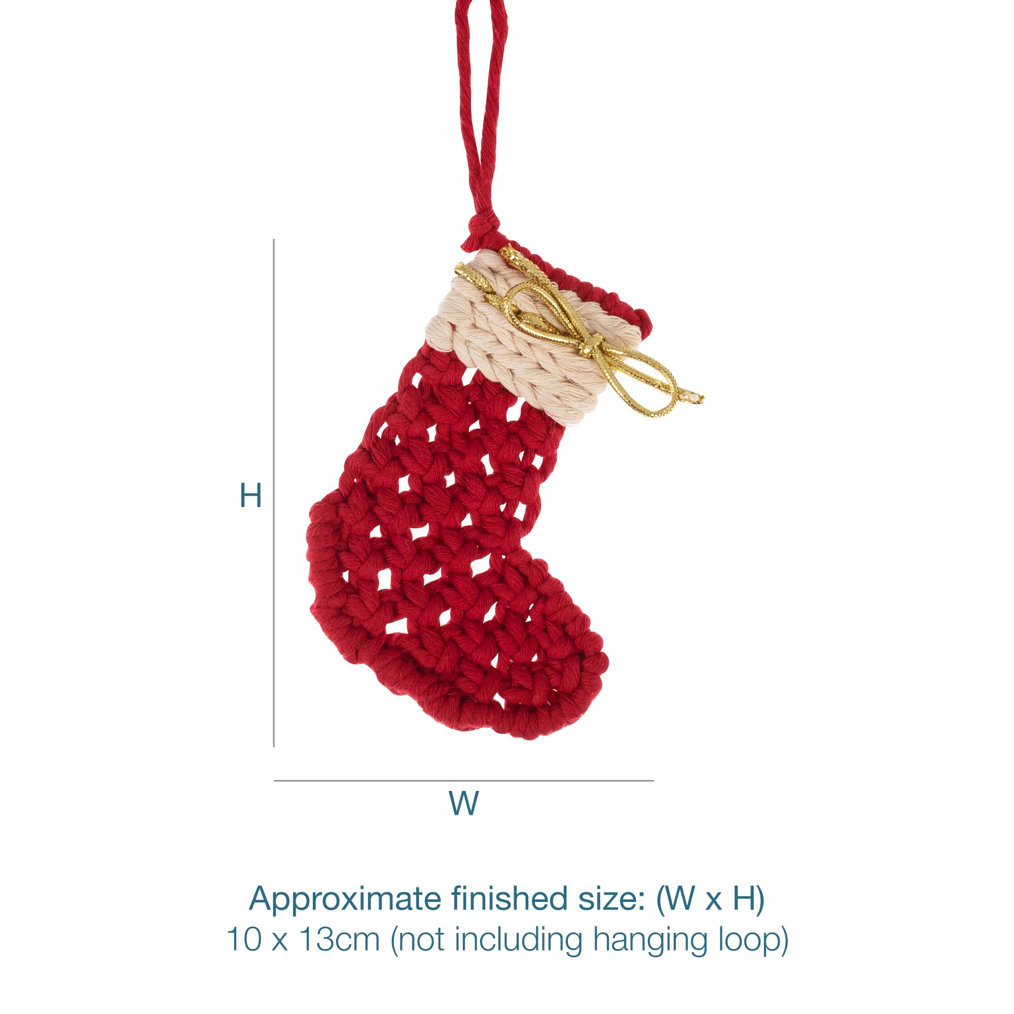 Trimits Make Your Own Macramé Decoration Kit, Christmas Stockings, 13 x 10cm - Image 4