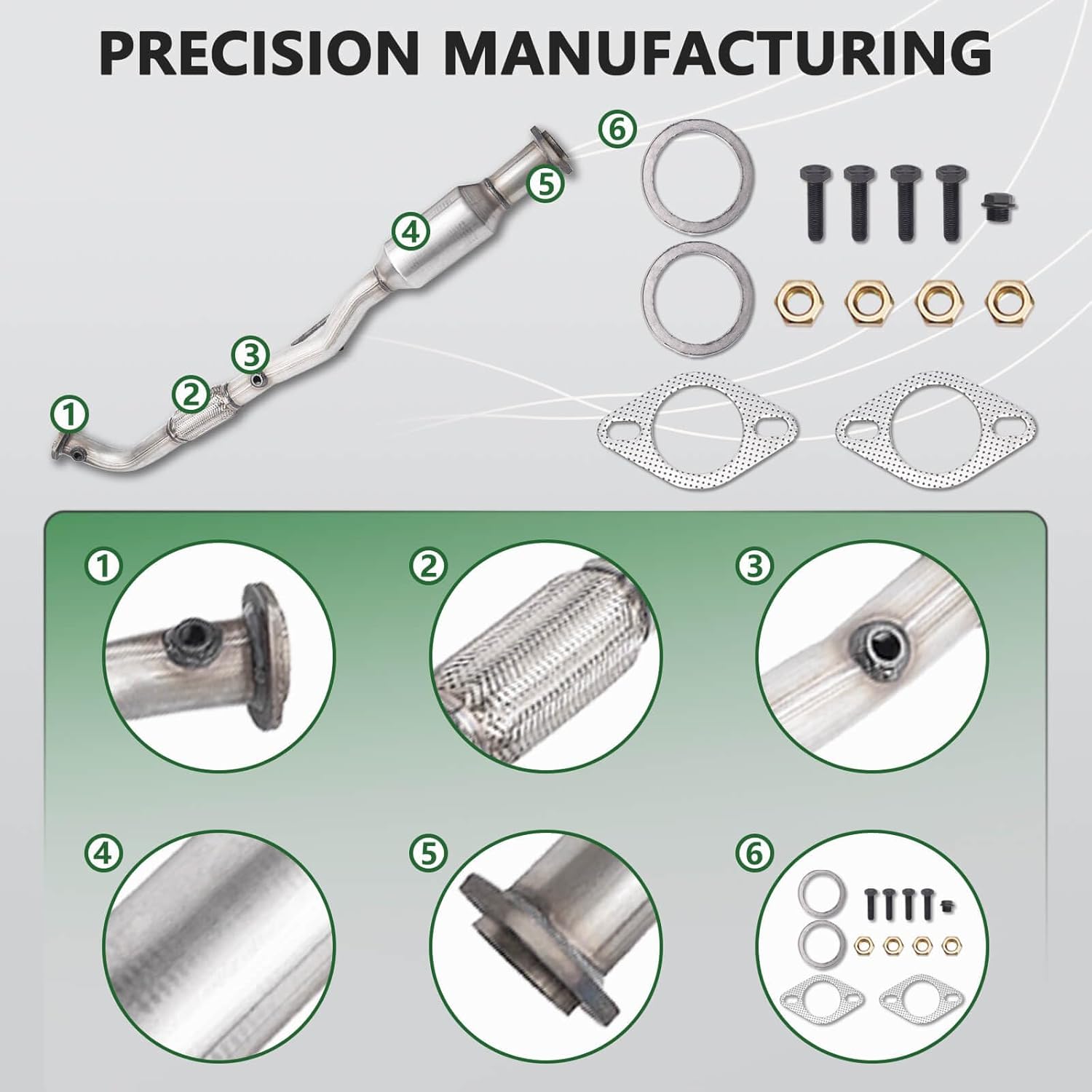 Rear Catalytic Converter Compatible with 2002 2003 2004 2005 2006 Camry 2.4L & 2002 2003 2004 2005 2006 Solara 2.4L, Not Fit XLE model, Direct-Fit (EPA Compliant)