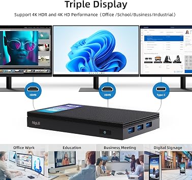 MeLE Quieter3C Fanless Mini PC with Windows 11 Home N5105 4GB 128GB Desktop Computer Triple Display Dual HDMI WiFi5 BT5.1 Ethernet Unlocked Bios Full Function USB-C on Office/Home/Astrophotography