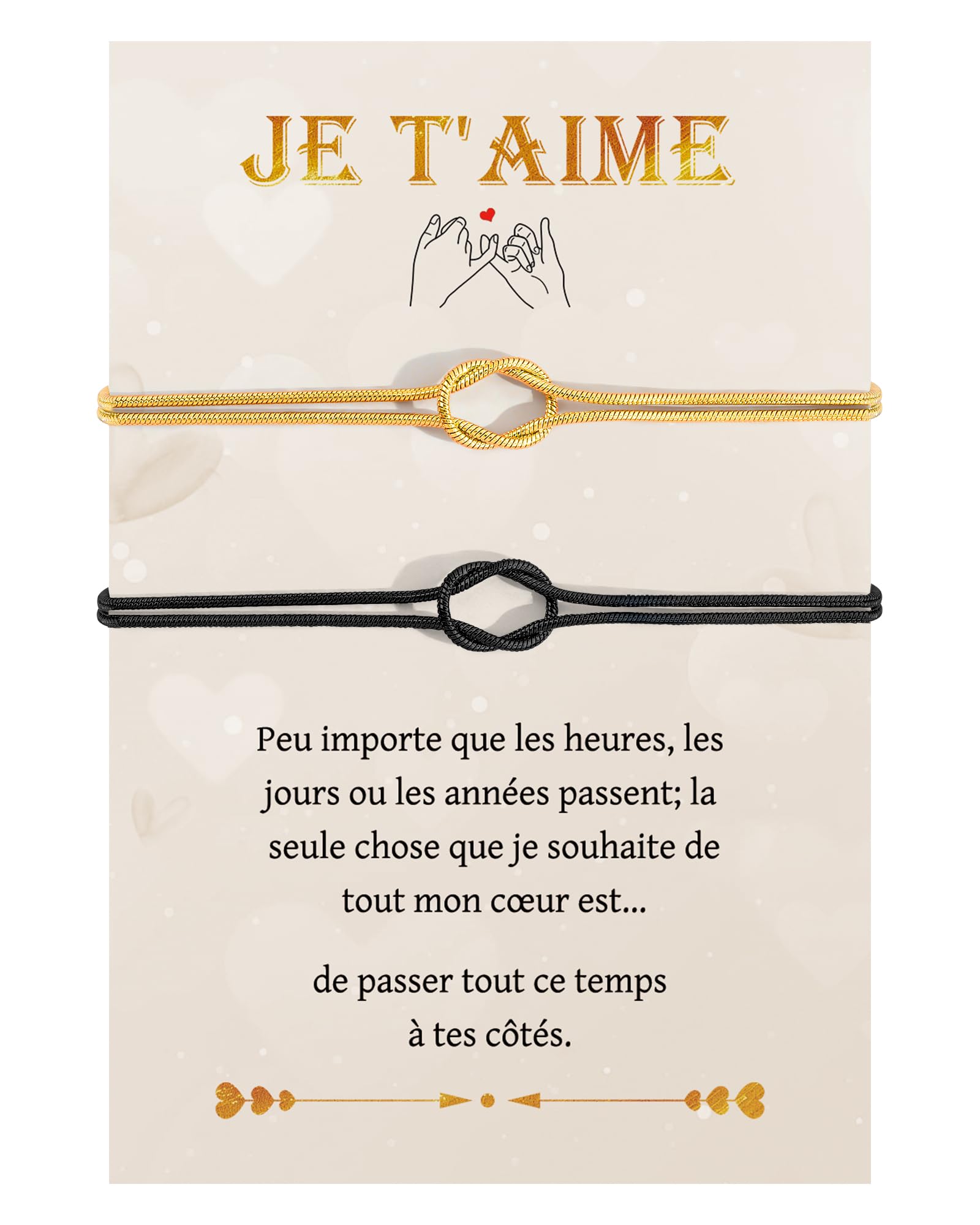 CheersLife 2 Pcs Bracelet Couple, Cadeau Mariage, Cadeau Couple Bracelet | Noeud pour Mr. & Mrs. Homme Femme et l'Amoureuse Cadeaux Femme Petite Amie Mari Cadeaux Saint Valentin Anniversaire