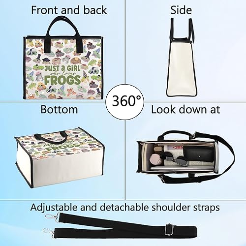 Miniatura 4 de LEVLO Bolsa de maquillaje cosmética de rana divertida, regalo para amantes de los animales, solo una chica que ama a las ranas, bolsa de maquillaje