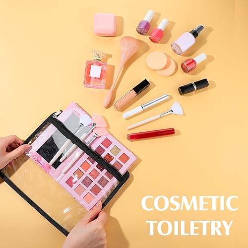 Vista 5 de Chengu Paquete de 9 bolsas transparentes con cremallera, multiusos, de PVC, impermeable, bolsa de documentos para profesores, escuela, suministros