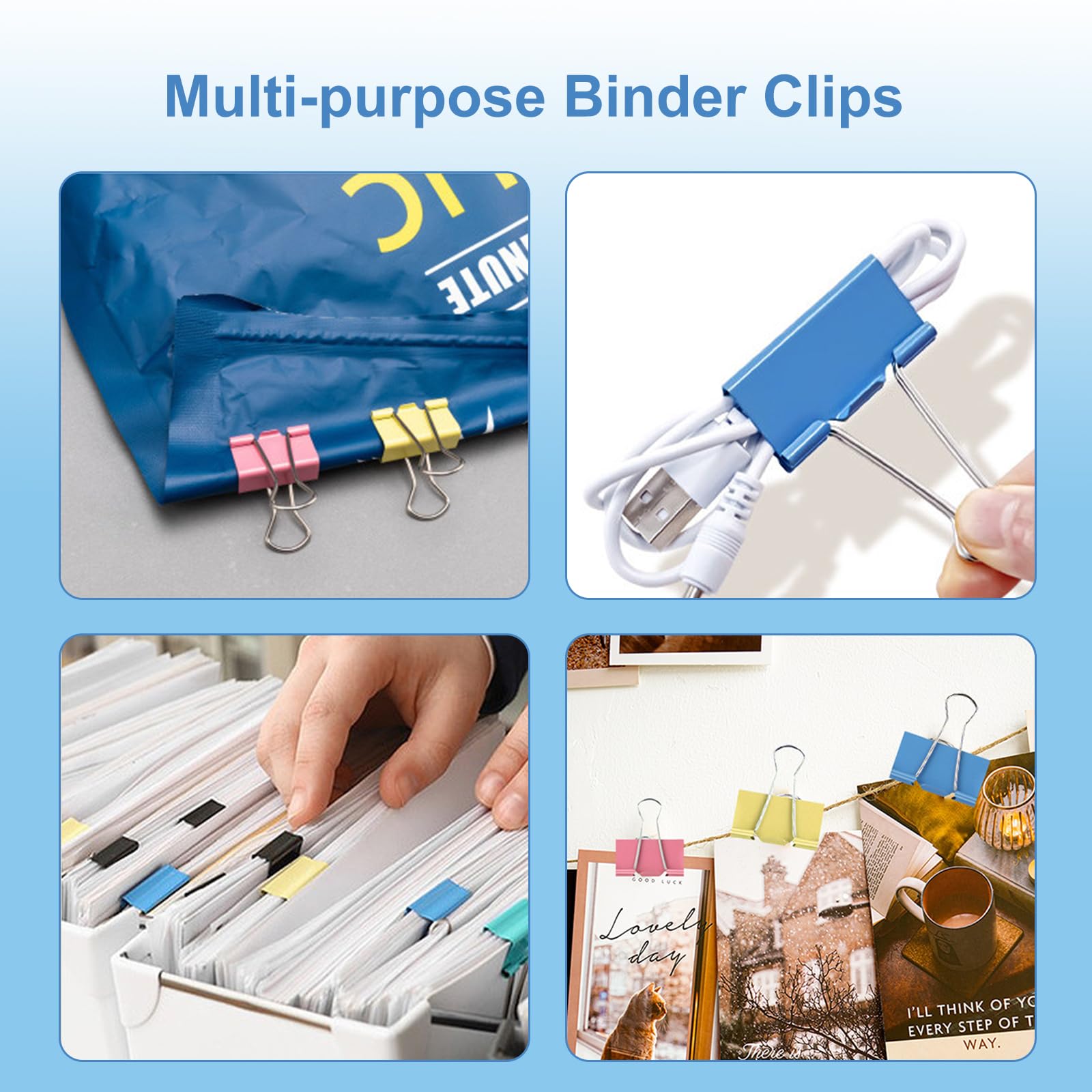 96 PCS Clip Pieghevoli in Metallo, 25mm Clip per Raccoglitori | Graffette Pieghevoli Clip Fermacarte in Metallo, FoldBack Pinze Binder per Ufficio, Scuola Casa (4 colori)