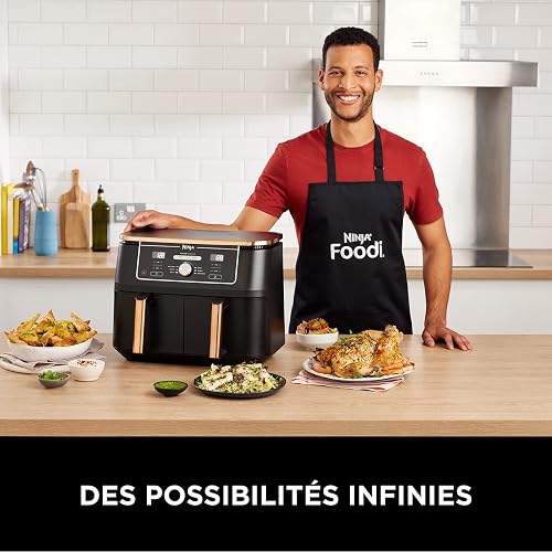 Ninja Foodi MAX Dual Zone Air Fryer, Friteuse sans huile, 2 tiroirs, 9,5 L, 6-en-1 (Air Fry, Max Crisp, rôtir, cuire, réchauffer, déshydrater), exclusivité Amazon, cuivre/noir, AF400EUCP - 2