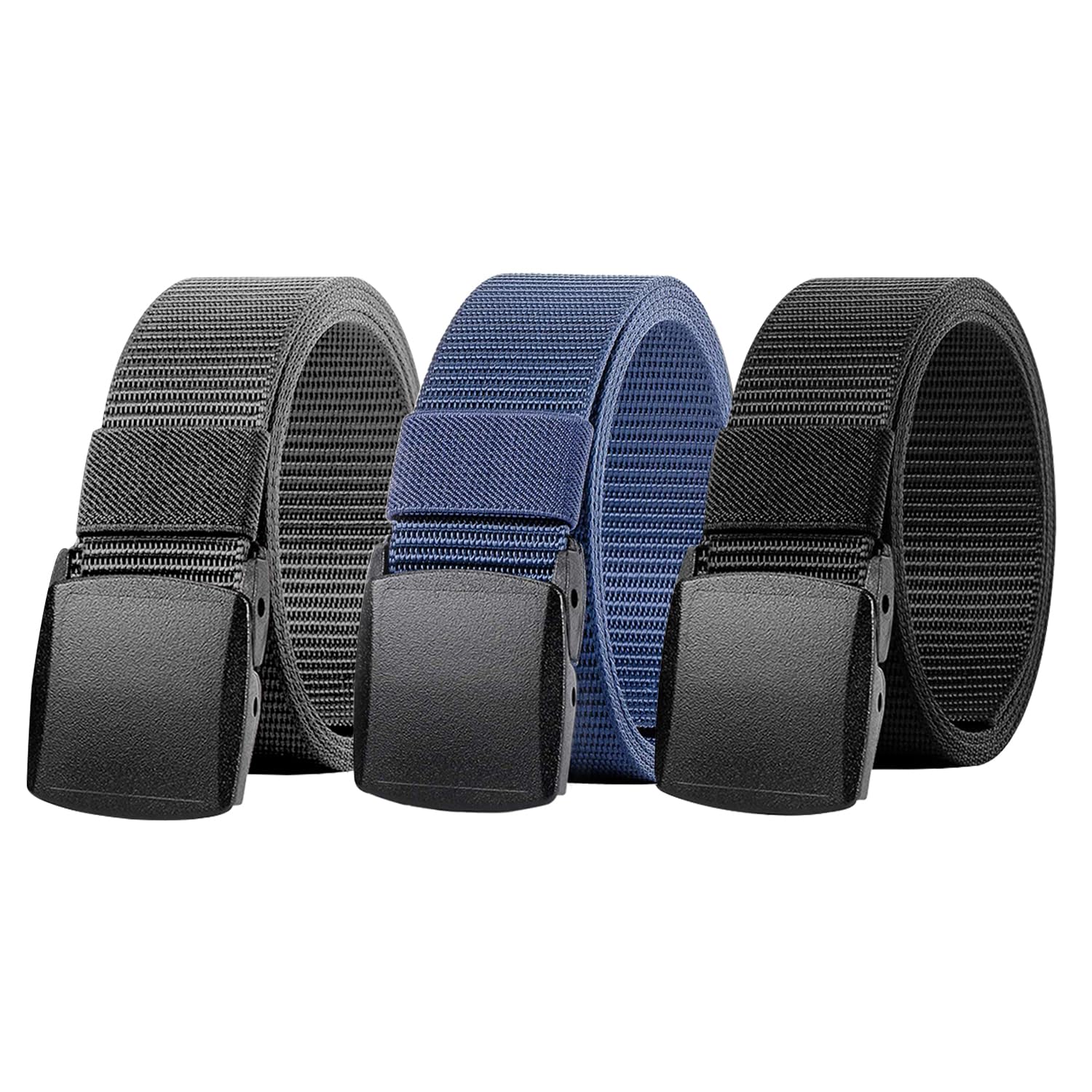 Ketoviss 3PCS Work Belts for Men and Women, Unisex Nylon Canvas Belt Men, Adjustable Outdoor Fabric Belt with Plastic Buckle Suitable for Work and Travel
