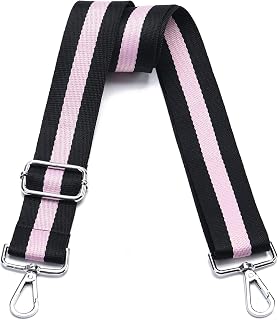 Wide Purse Strap Adjustable Replacement Crossbody Bag Strap Silver Hardware Shoulder Straps for Canvas Tote Handbags, Silver Buckles - Wide 1.5" -Long 52"-black Pink-13, Silver buckles - Wide 1.5"(3.8cm) -long 52"(132cm)