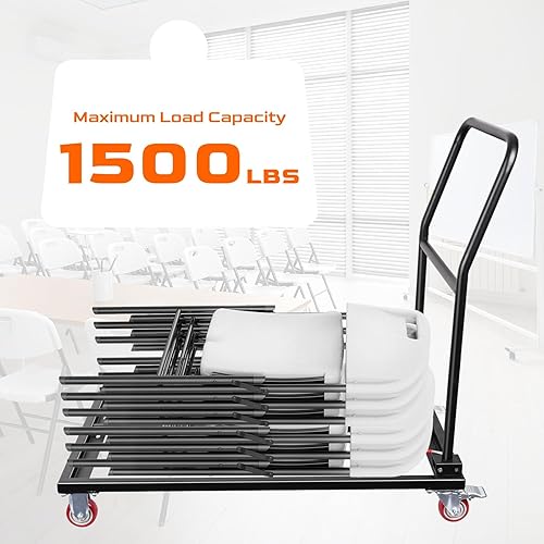 Miniatura 6 de Carrito de silla plegable, carrito grueso de alta resistencia con capacidad para hasta 1500 libras, sillas en forma de L para eventos de fiestas,