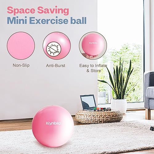 Miniatura 5 de Pequeña pelota de ejercicio, mini pelota de pilates de 9 pulgadas, mini pelota de yoga antideslizante y resistente a estallidos para estabilidad,