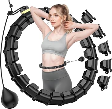 HCOIW Plus Size Silent Weighted Hula Infinity Fitness Detachable Hoops 65-Inch 32 Knot, Smart Noiseless Infinity Hula for Women, Waist and Abdominal Home Weight Loss Exercise Fit Hoop