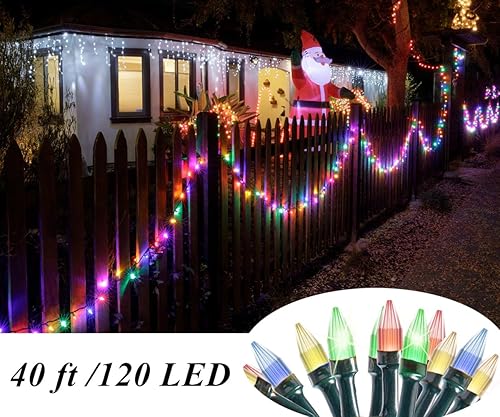 Miniatura 2 de Solhice Guirnalda de luces de Navidad de 40 pies alimentadas por USB, 120 LED, mini luces para automóvil con control remoto, luces multicolor para