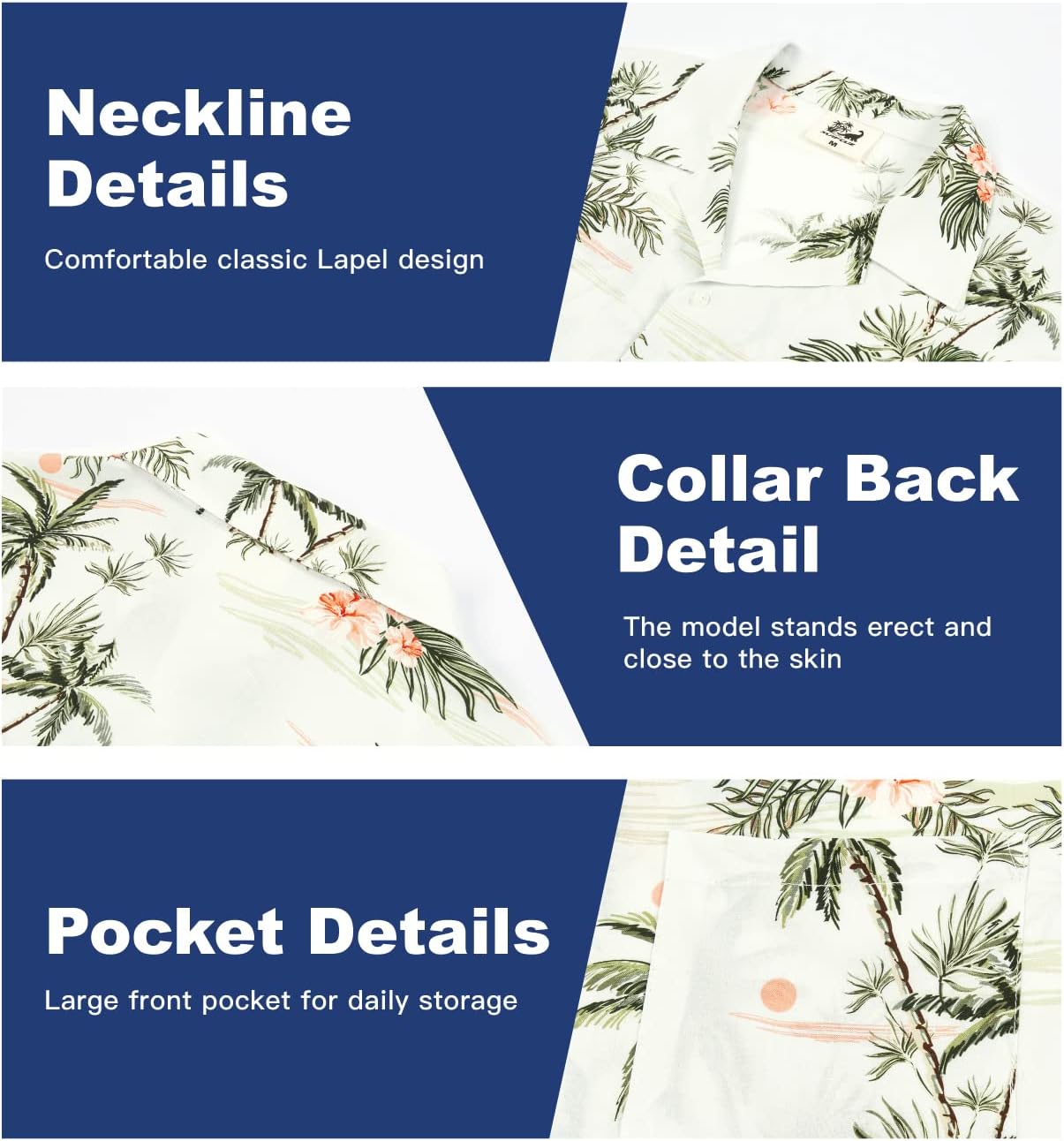SURF CUZ Mens Hawaiian Shirts Short Sleeve Stretch Casual Aloha Shirt Vacation Mens Tropical Button Down Beach Shirts - Image 5