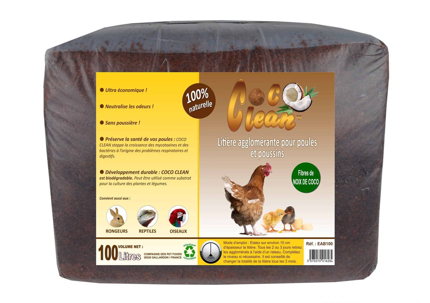 LITIERE 100% NATURELLE POUR POULAILLER COCO CLEAN 100 LITRES