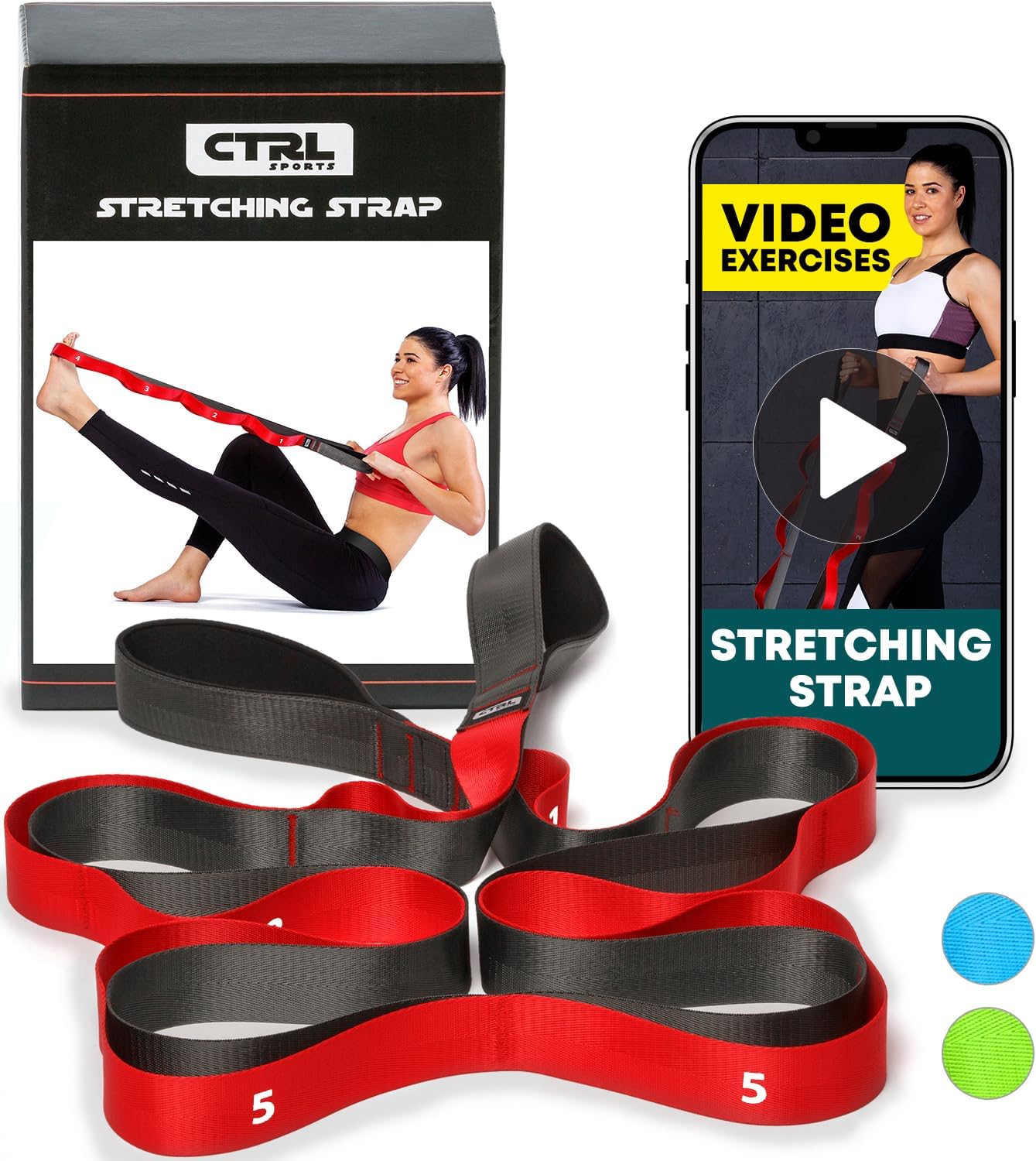 - Stretching Strap with Loops - Non Elastic Stretch Band for Physical Therapy, Yoga Strap for Stretching Equipment, Stretch Bands for Exercise and Flexibility - Fascia, Hamstring & Leg Stretcher Belt