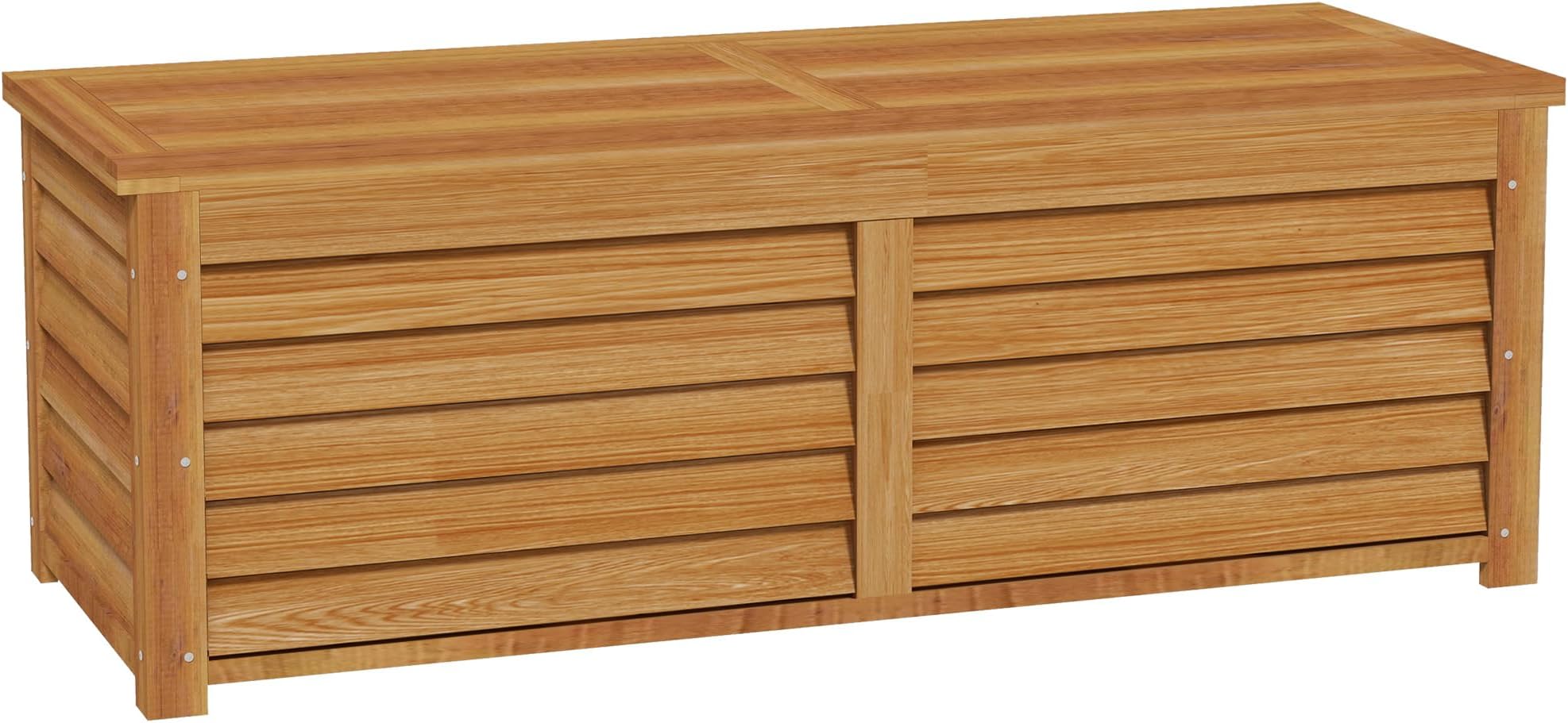 Casaria® Coffre de rangement bois d'acacia 205 L avec bâche intérieure