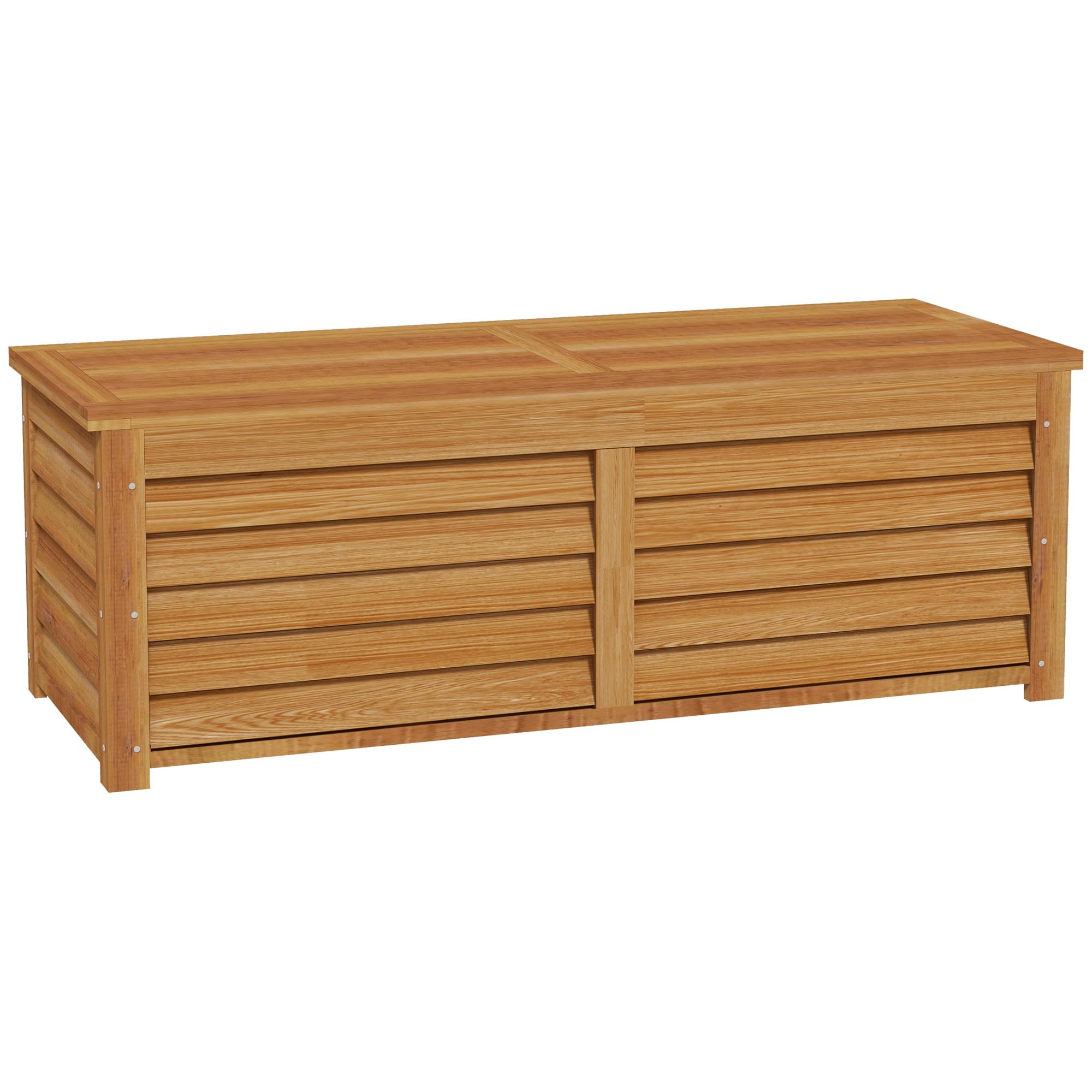 Outsunny 292L Outdoor Storage Box, Garden Storage Container Wooden Deck Box for Poolside, Balcony, Porch, Light Brown
