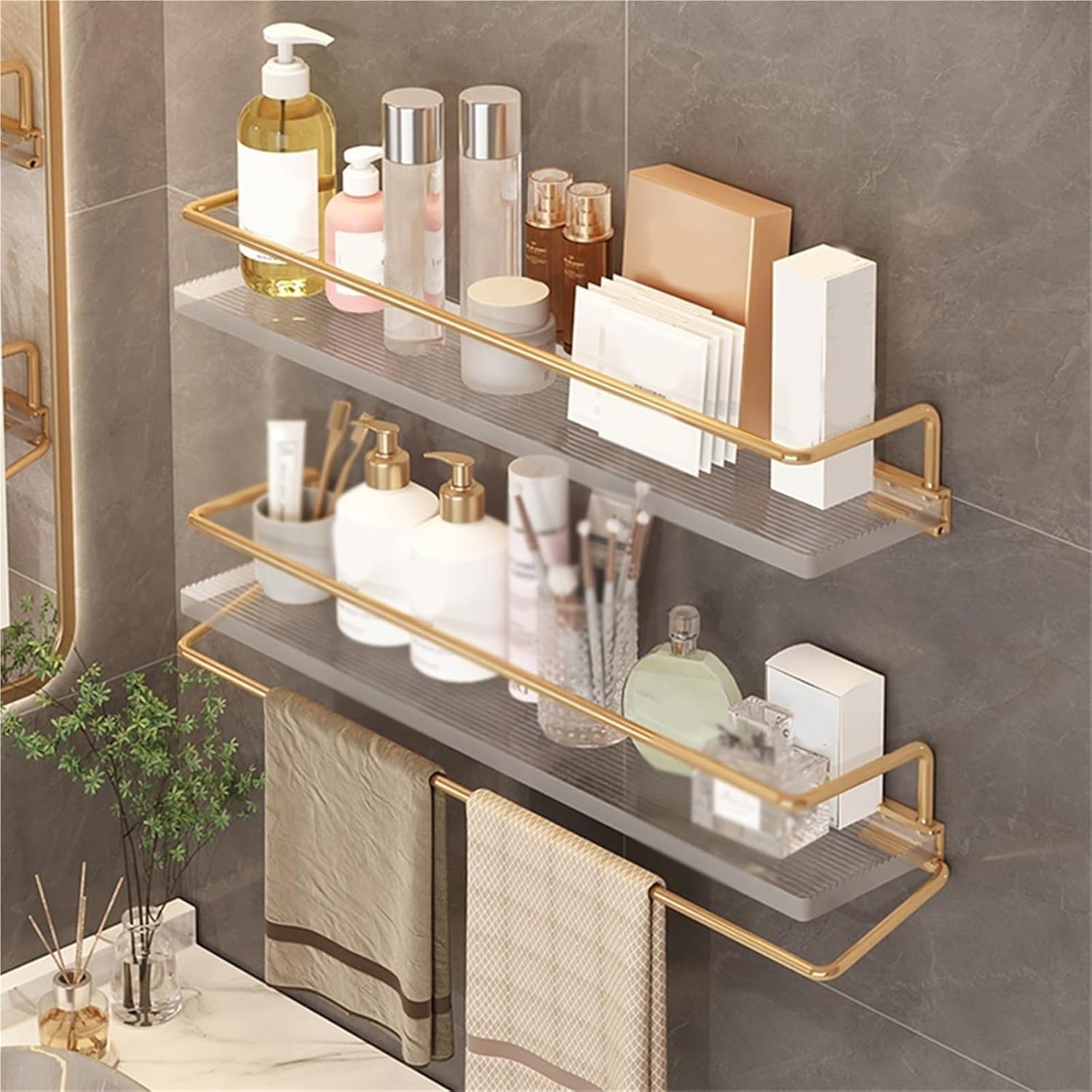 Shower Shelves Caddy Bathroom Shower Storage Rack Wall Mounted Organizer with Towel Holder
