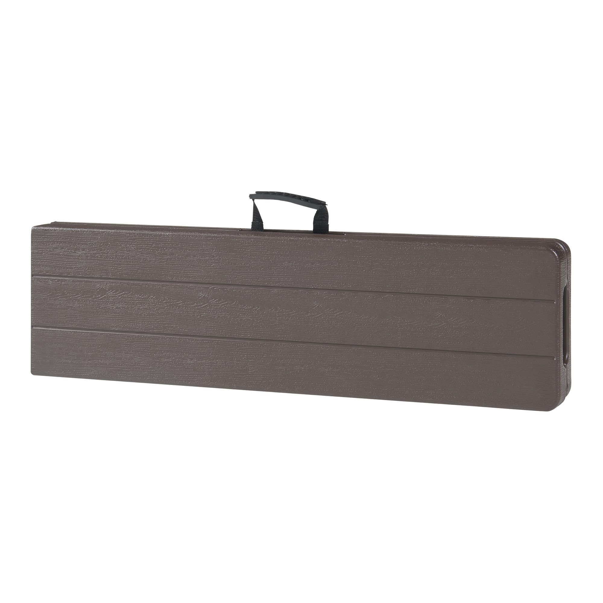 [en.casa] Lot de 2 Bancs de Camping Pliables pour Extérieur Festivals Pique-Nique Banc Pliant pour 4 Personnes Poignée de Transport Métal HDPE 180 x 25 x 43 cm Effet Bois Marron Foncé