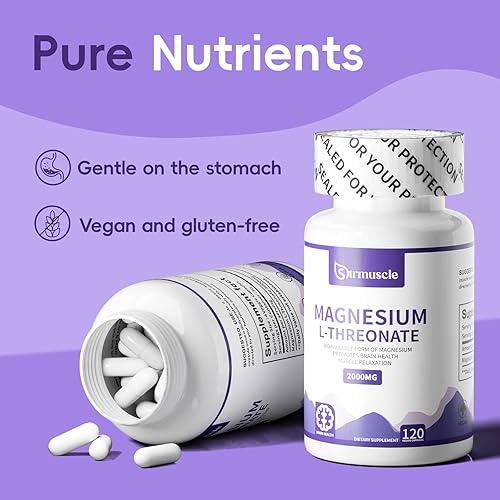 Miniatura 3 de Cápsula de suplemento de L-treonato de magnesio para insomnes fórmula del sueño 2000 mg - Soporte de salud neurológica de 60 días - Verificado